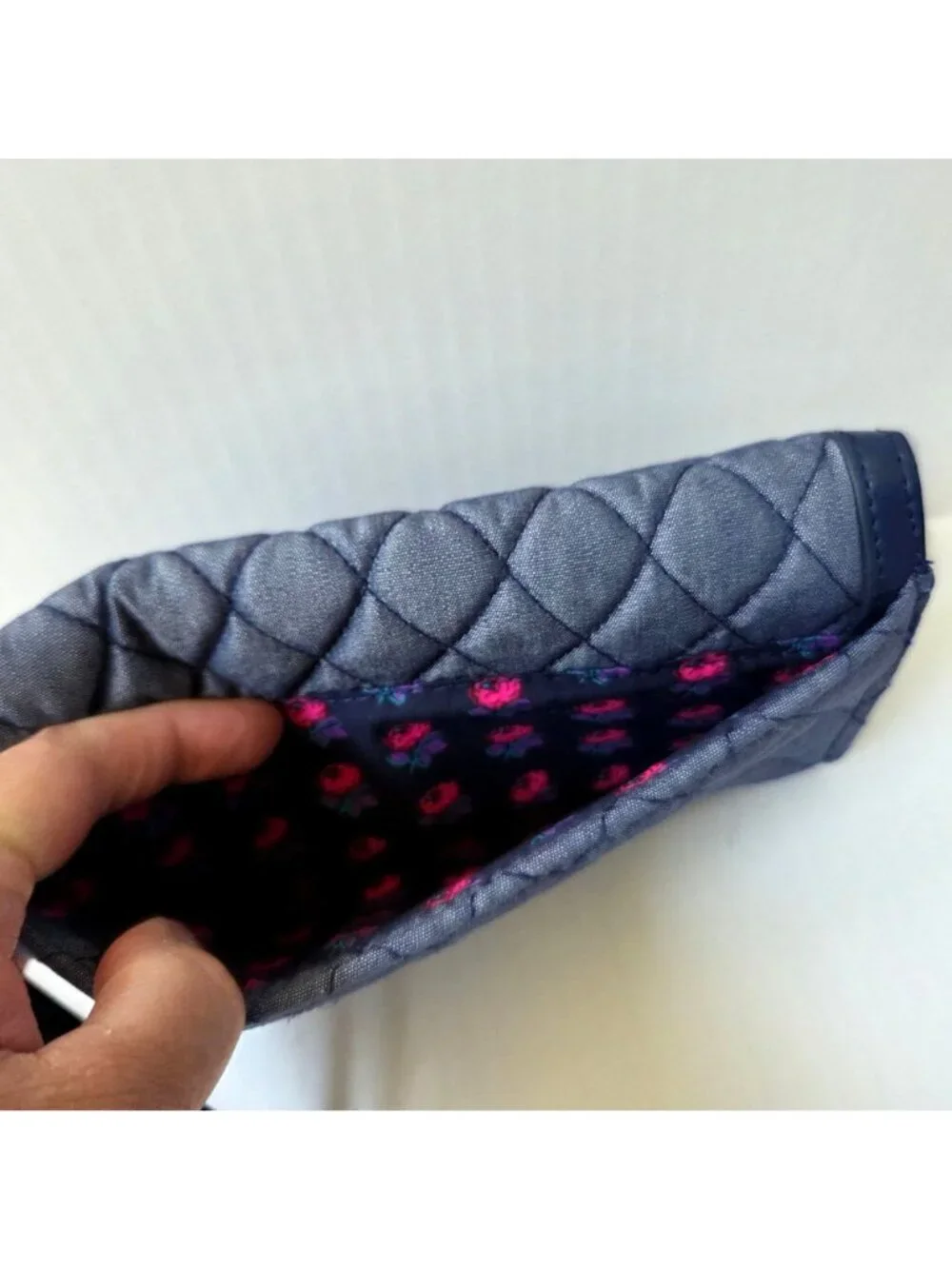 Vera Bradley Trimmed Wristlet Moonlight Navy Wallet Quilted Chambray Denim